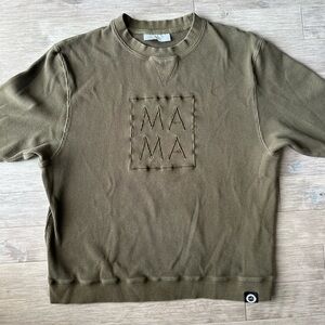 Ash co MAMA The Mama Label Olive Crewneck Sweater Organic Cotton Large